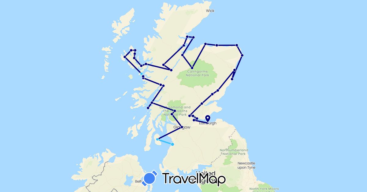 TravelMap itinerary: driving, boat in United Kingdom (Europe)